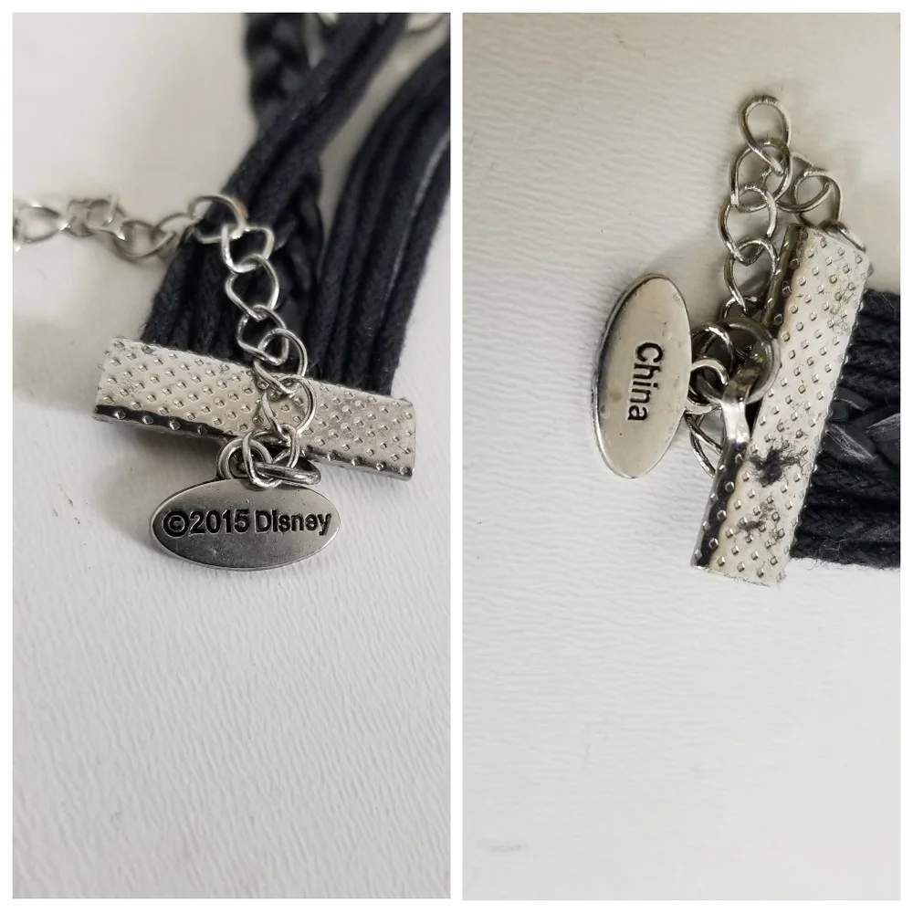 Disney Pirates of the Caribbean Black Leather Charm Bracelet Unisex Whimsygoth